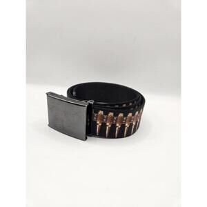 Bullet Belt Rifle Copper Color Bullets Metal Belt Buckle Nylon Printed 34 In